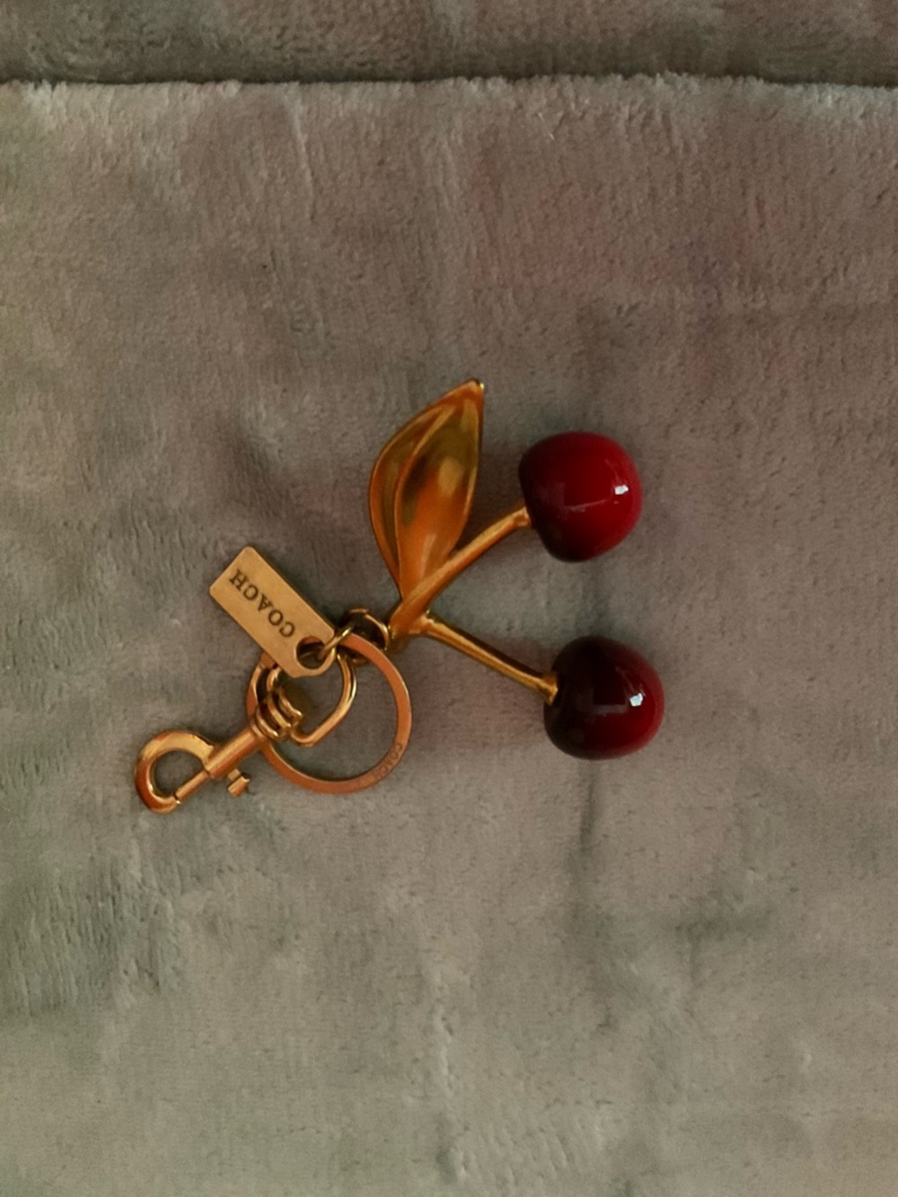 Coach Cherry Keychain Bag Charm - Gold & Red